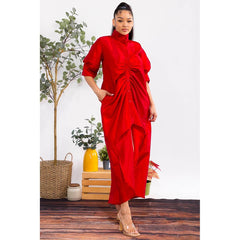 Plus Size Solid Midi Dress