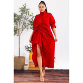 Plus Size Solid Midi Dress
