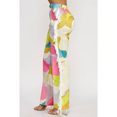 Plus Side Tassels Elastic Waistband Side Slip Pockets Pants