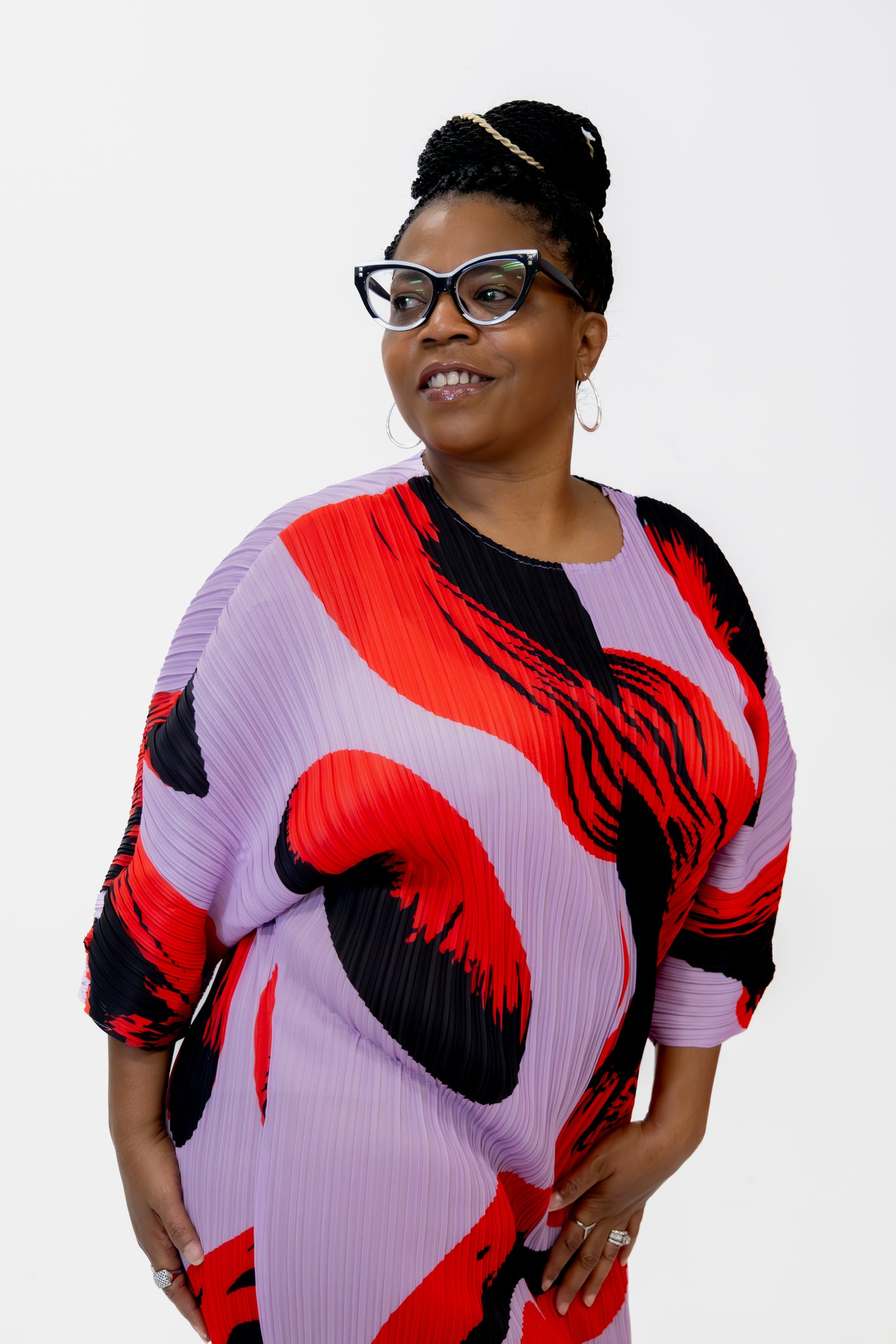 Red Multi Dolman Sleeve Dress