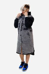 Black Denim Hoodie Dress/Jacket