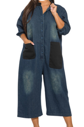 Cropped Denim Pocket Jumper