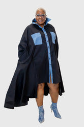 Black and Denim High Low Dress