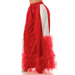 Plus Size Ruffle Detail Drawstring Elastic Waist Wide Leg Pa