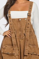 Brown Wash Harem Overall Jumpsuit