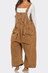 Brown Wash Harem Overall Jumpsuit