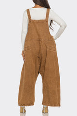 Brown Wash Harem Overall Jumpsuit