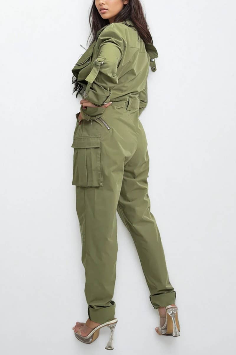 PLUS SIZE Utility Cargo Jumpsuit