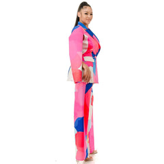 Plus Cut-outs Armholes Sleeves Blazer & Pants Set Suit