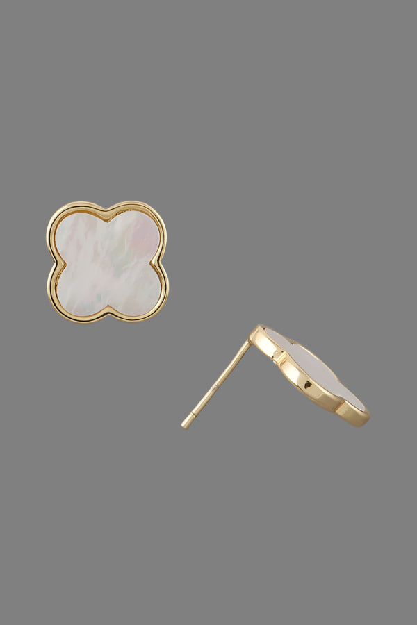 Black & Gold Clover Stud Earrings