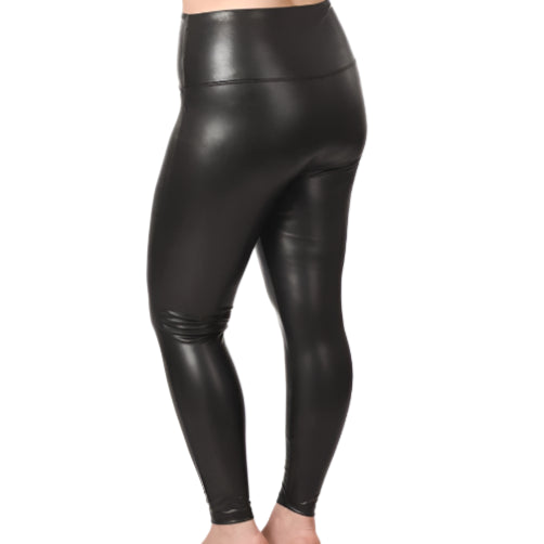 Curvy Black High Waisted Faux Leather Leggings