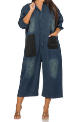 Cropped Denim Pocket Jumper