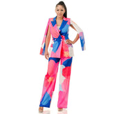 Plus Cut-outs Armholes Sleeves Blazer & Pants Set Suit