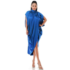 Plus Sleeveless Loose Fit Tie Mock Neck Wrap Midi Dress Top