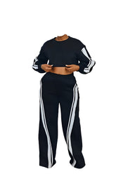 Black Fleece Crop Top and Pant Set