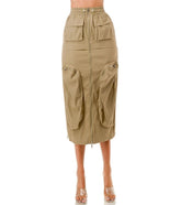 Curvy Front Zip Cargo Skirt