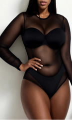 Curvy Mesh Black Bodysuit