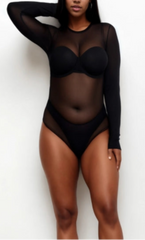 Curvy Mesh Black Bodysuit