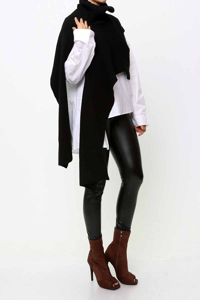 Mock Neck One-Shoulder Sweater