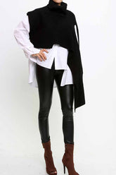 Mock Neck One-Shoulder Sweater