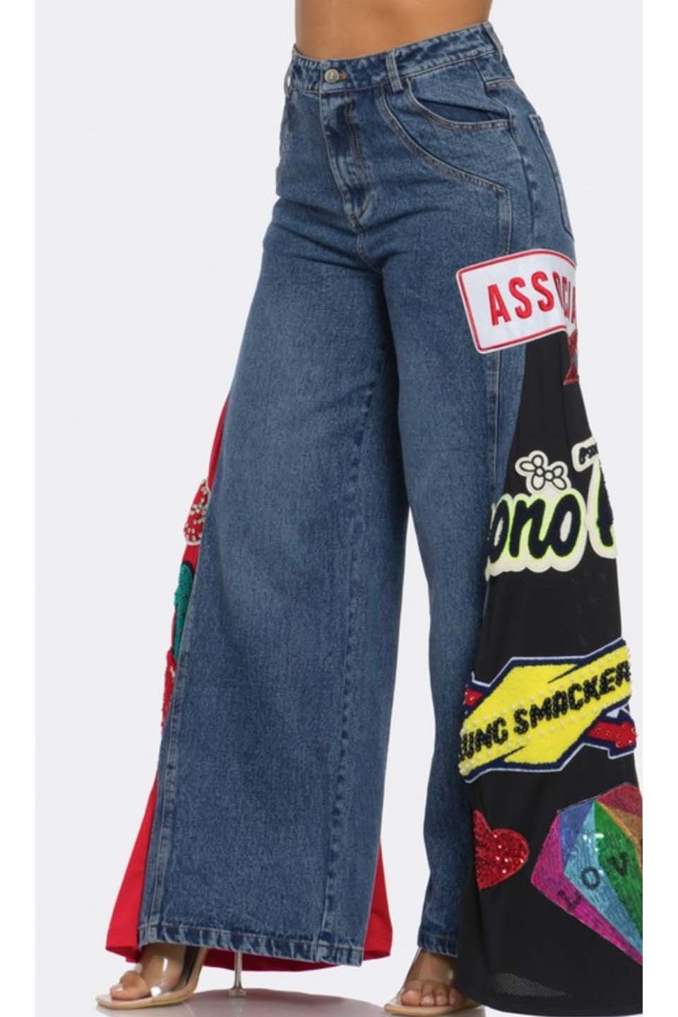 Curvy Patchwork Denim Pants