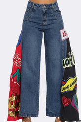 Curvy Patchwork Denim Pants