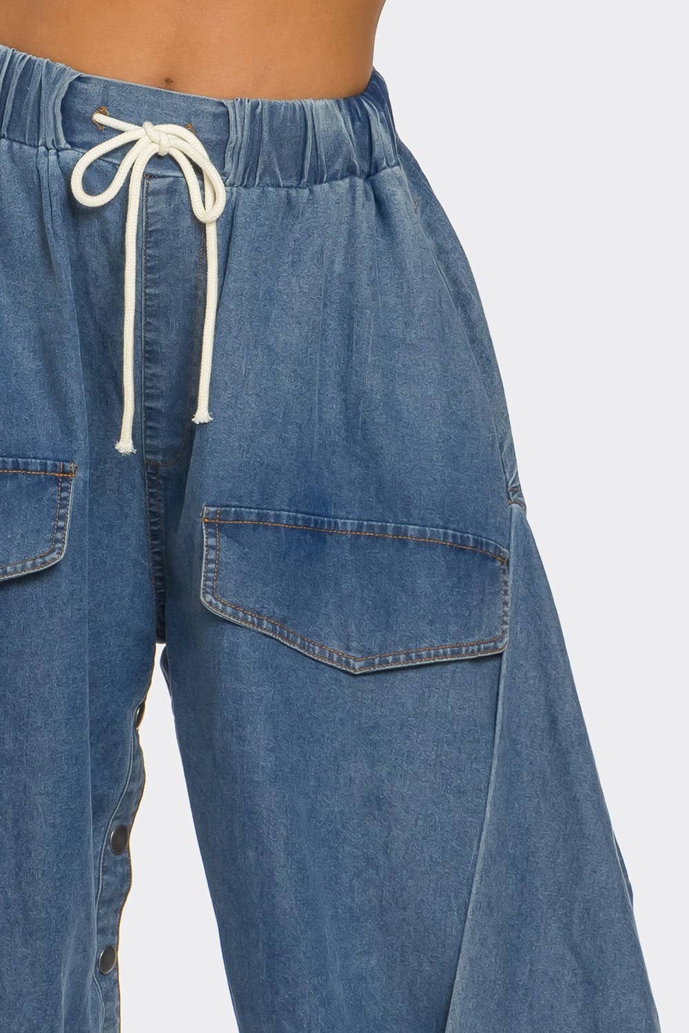 Plus Size Cocoon Cargo Denim Pants