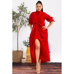 Plus Size Solid Midi Dress