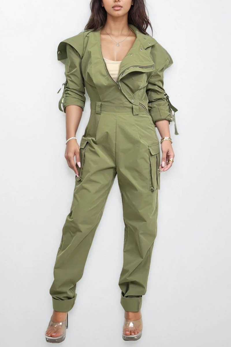 PLUS SIZE Utility Cargo Jumpsuit
