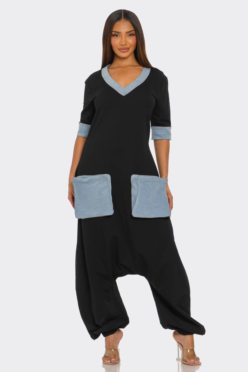 Denim Accent Jumpsuit