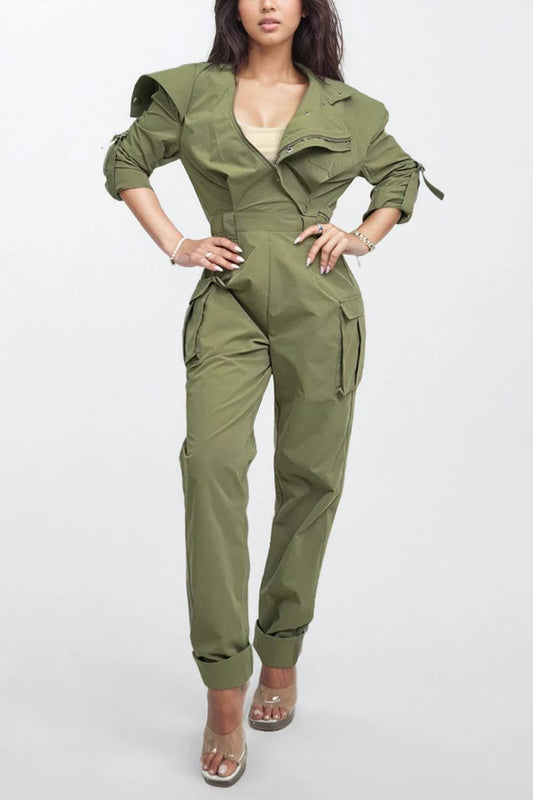 PLUS SIZE Utility Cargo Jumpsuit