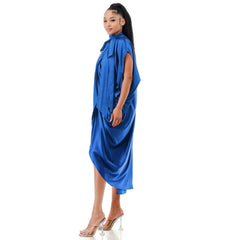 Plus Sleeveless Loose Fit Tie Mock Neck Wrap Midi Dress Top