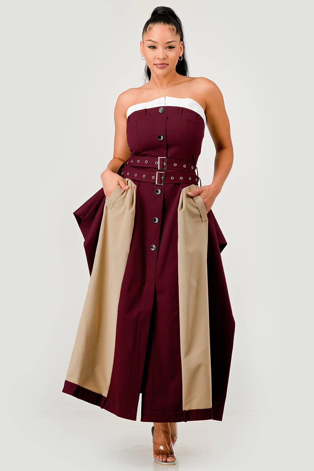 PLUS SIZE The Bordeaux Contrast Maxi