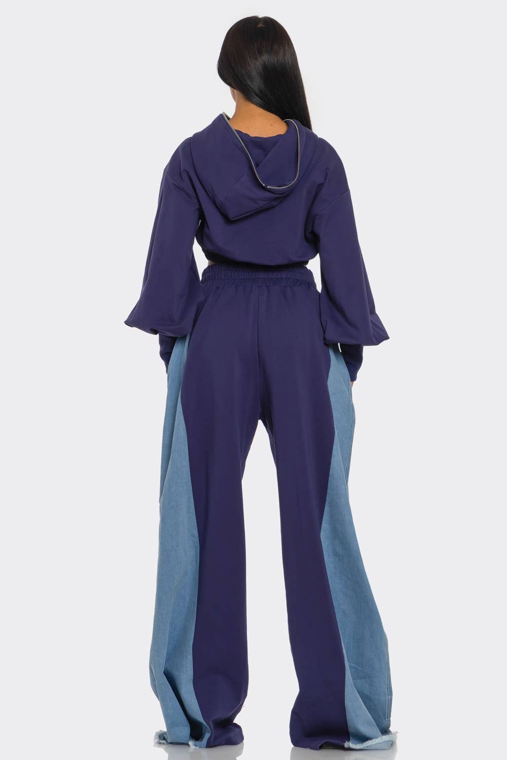 PLUS SIZE Two-Tone Denim Panel Utility Set