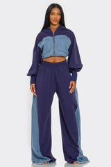 PLUS SIZE Two-Tone Denim Panel Utility Set