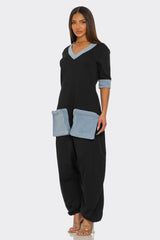Denim Accent Jumpsuit