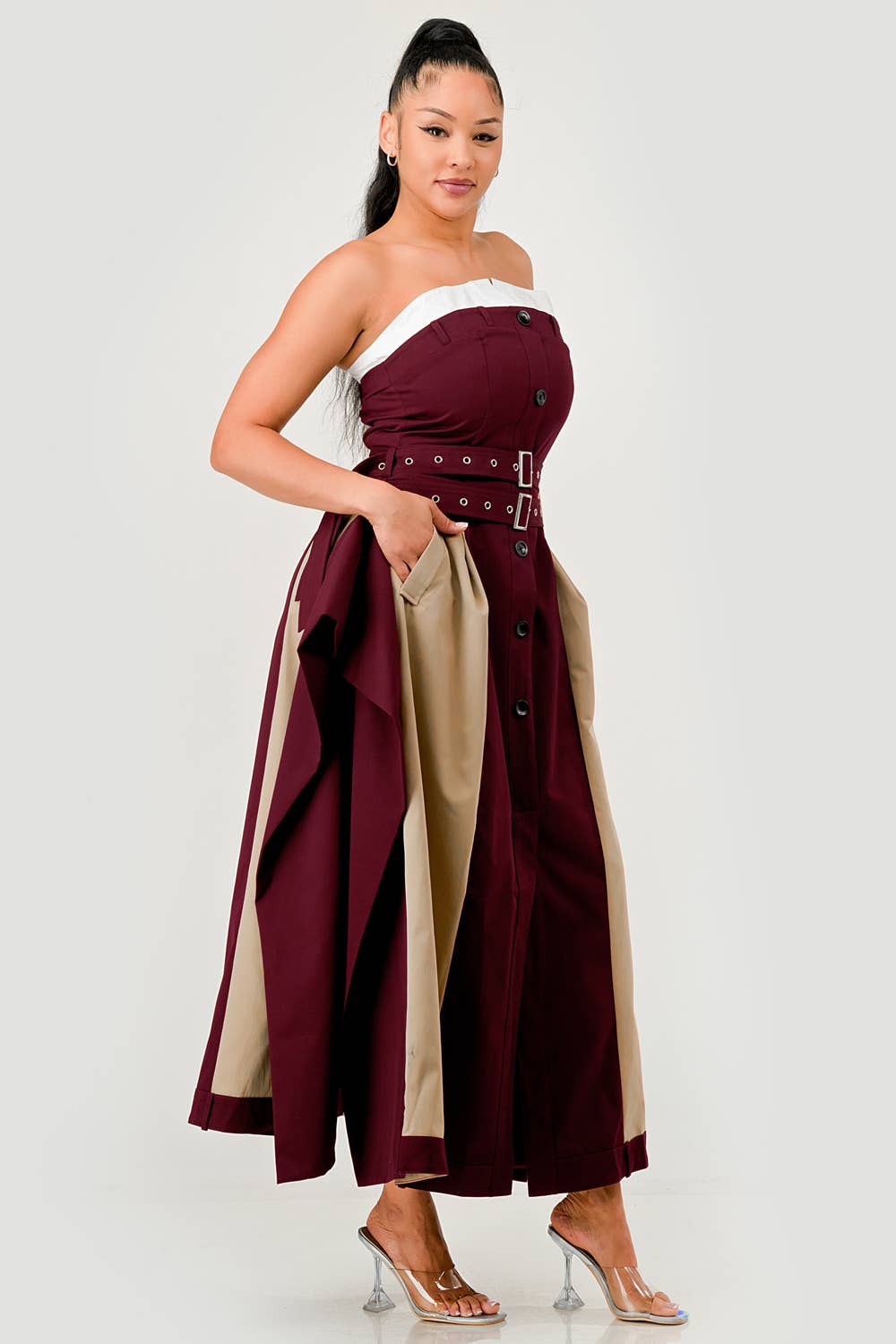 PLUS SIZE The Bordeaux Contrast Maxi