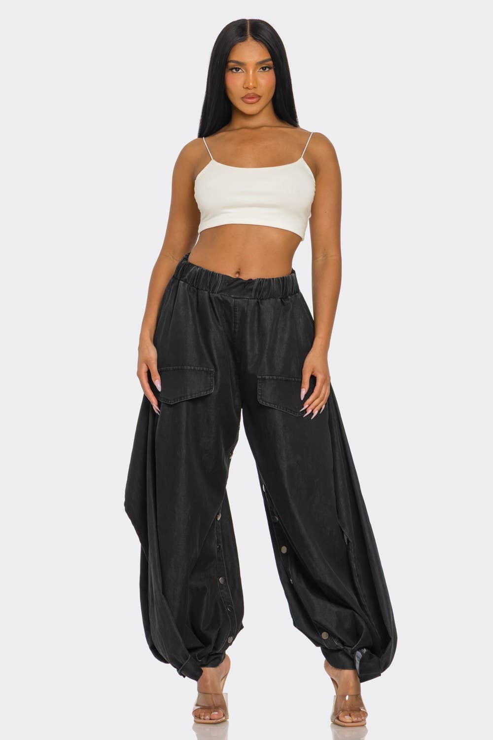 Plus Size Cocoon Cargo Denim Pants