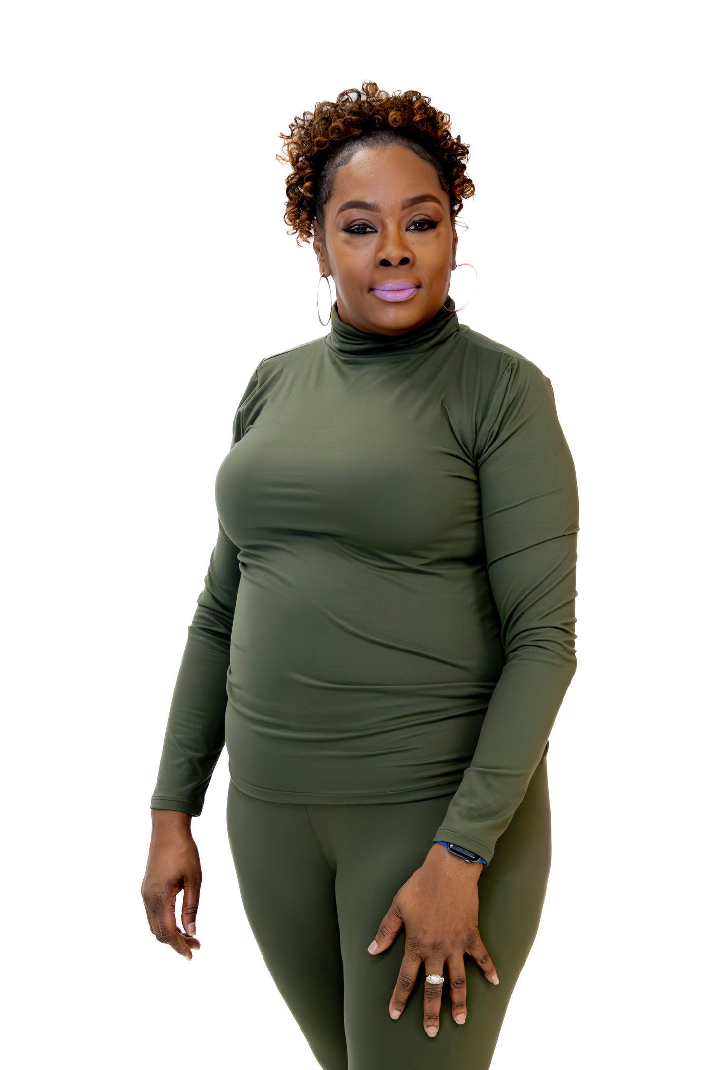 Olive Green Mock Neck Chill Set