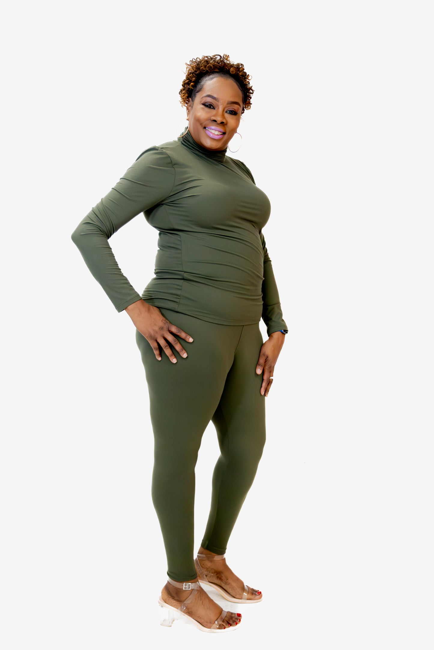 Olive Green Mock Neck Chill Set