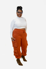 Rust Drawstring Cargo Joggers
