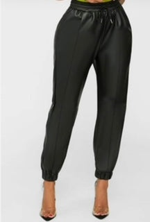 Faux Leather Joggers