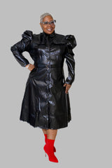 Puff Sleeve Faux Leather Dress