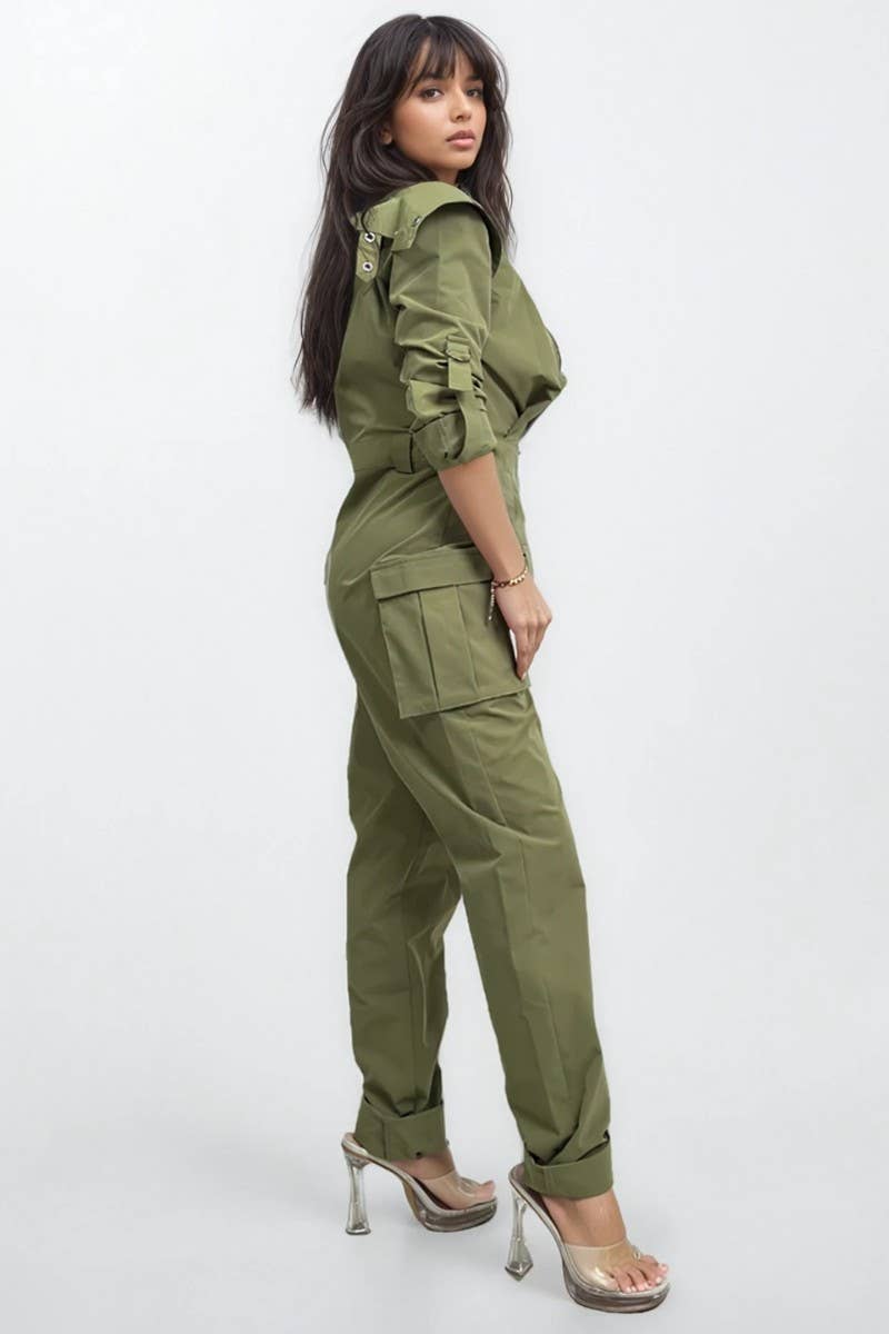 PLUS SIZE Utility Cargo Jumpsuit