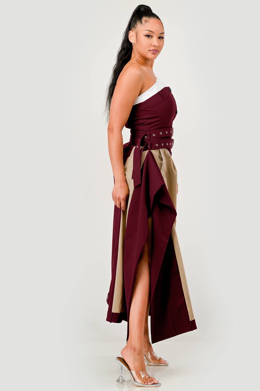 PLUS SIZE The Bordeaux Contrast Maxi