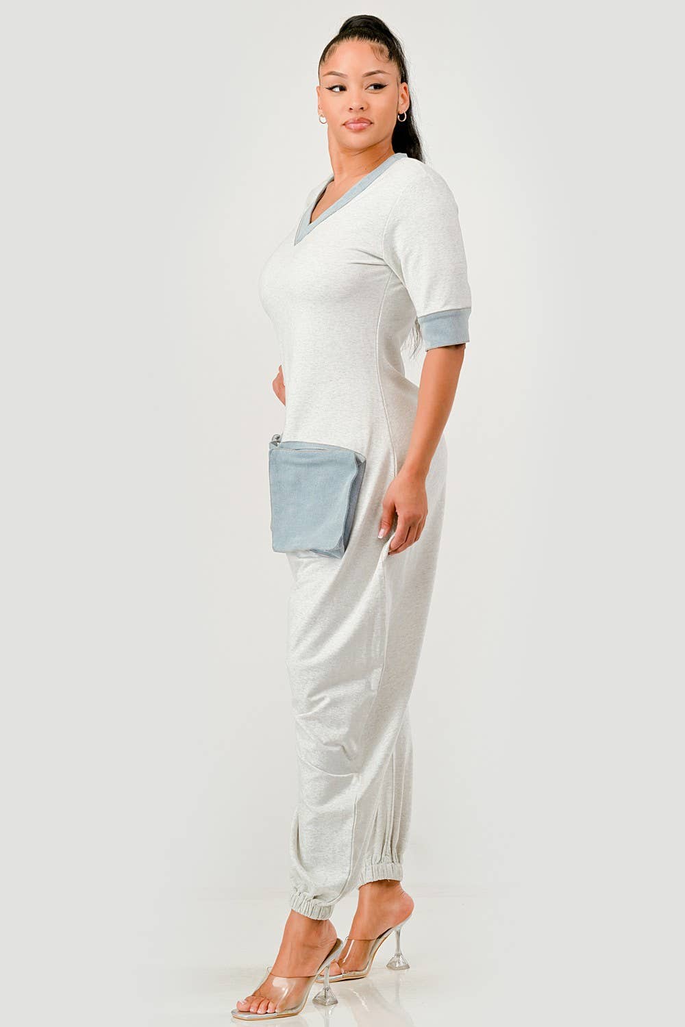 Denim Accent Jumpsuit