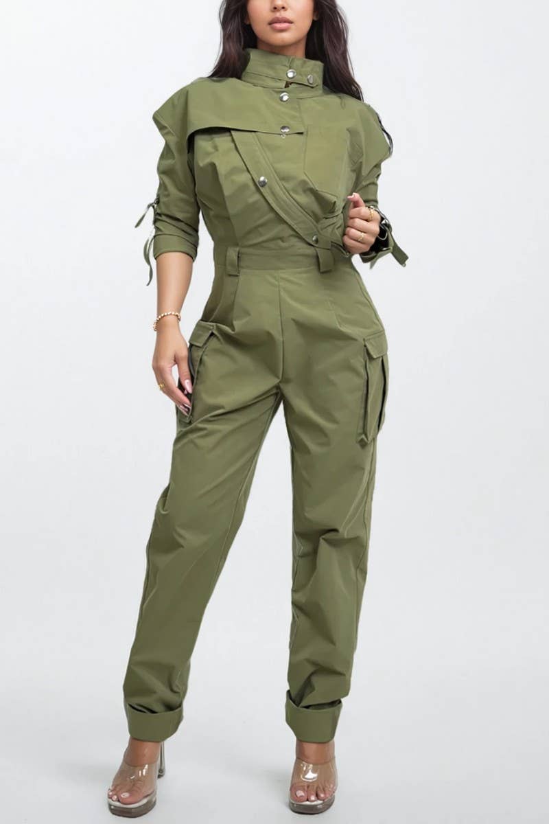 PLUS SIZE Utility Cargo Jumpsuit