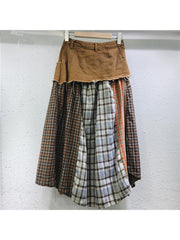 Plaid Skirt with Brown Denim