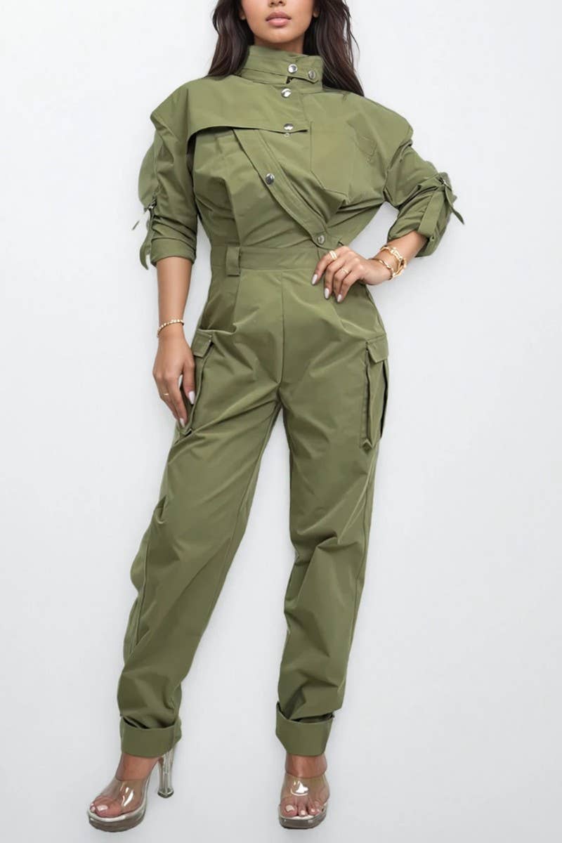 PLUS SIZE Utility Cargo Jumpsuit