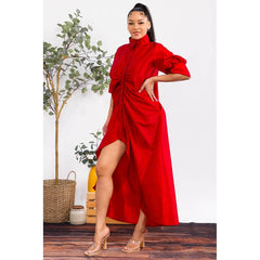 Plus Size Solid Midi Dress